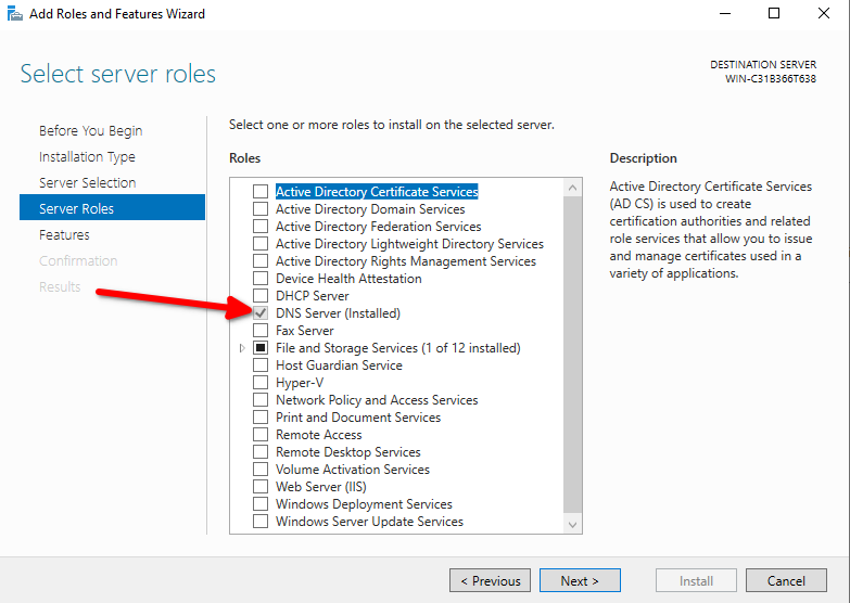 checkbox DNS