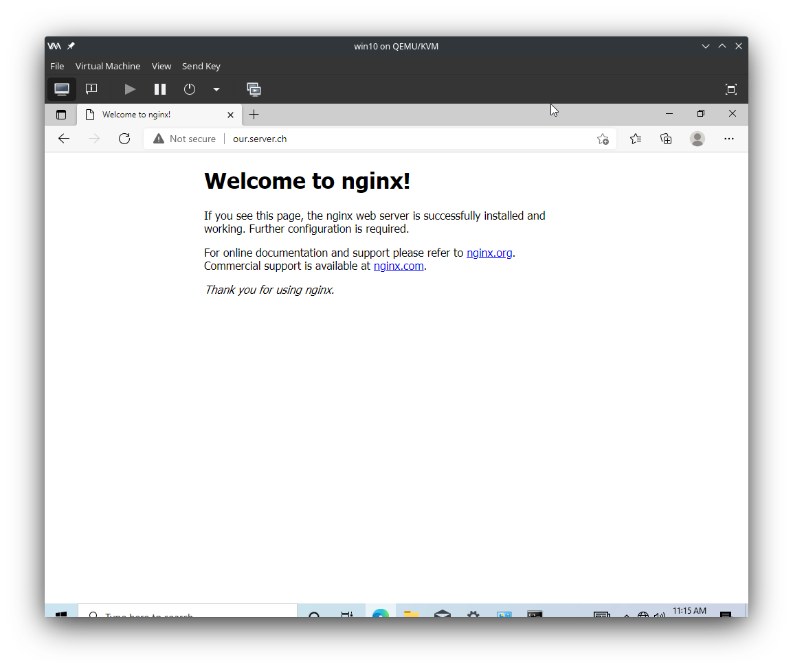 nginx webserver auf dem domain "our.server.ch"